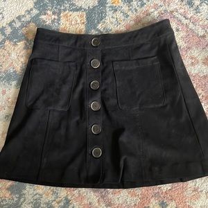 Zara faux suede black mini skirt with buttons size small